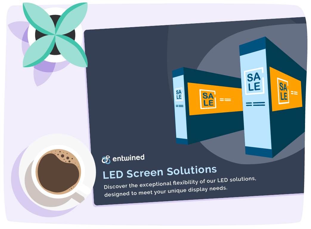 Download the LED brochure 2D brochure mockup with a coffee
