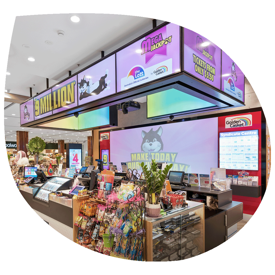 Lottery outlet with multiple digital displays